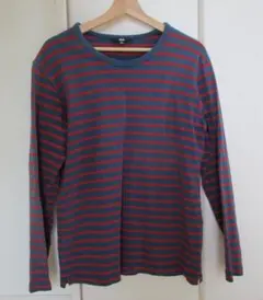 【色褪せあり】UNIQLO ユニクロ メンズ ボーダー 長袖 カットソー XL