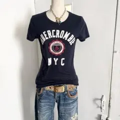 Abercrombie&FitchネイビーちびTピチTシングルスティッチ y2k