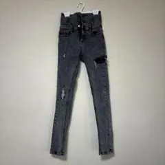 ハイウエストスキニーデニム S ダークグレー
