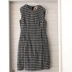 【N°21】美品 ウール ひざ丈ワンピース チェック柄