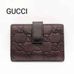 グッチ GUCCI シマ カードケース 名刺入れ レッドブラウン ワインレッド
