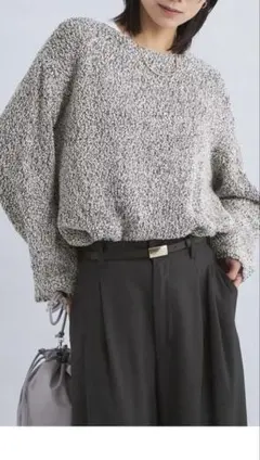 スラブ　ニットプルオーバー　ダークグレイ