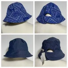 タグ付き未使用品 エニィファム リバーシブル バケットハット バンダナ柄 ブルー