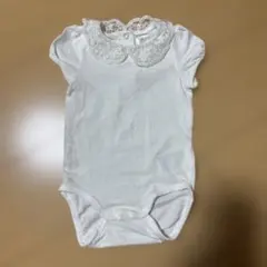 H&M レース付き襟ロンパース ホワイト　70サイズ