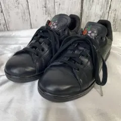 アディダス　スタンスミス レア　希少 花柄　刺繍　オールブラック　黒　22cm