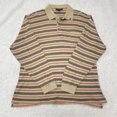 バーバリーゴルフ ボーダー 長袖　ポロシャツ ホースロゴ ベージュ L