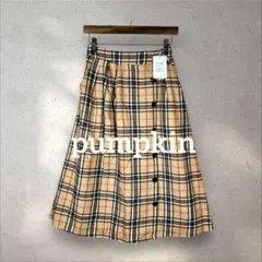 pumpkin フレアスカート　クラシックチェック　フロントボタン　M