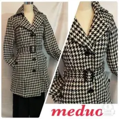 ラメ糸mixのハウンドトゥースチェック柄のロングコート