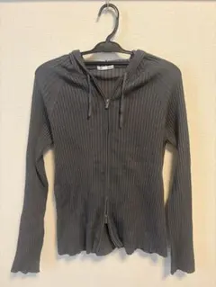 GU リブニット ダブルジップパーカー ダークグレー XL