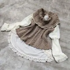 ​フリル シャツ ニットベスト フェアリーグランジ 森ガール バレエコア