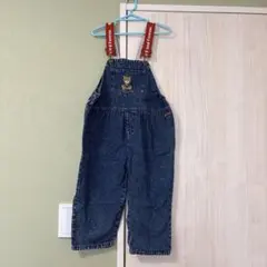 デニムオーバーオール クマ刺繍付き