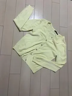 黄色 カーディガン クリスタルボタン　M イング