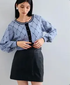 新品タグ付⭐️Vis❤️【SET】モノグラムアンサンブルニット フリー ブルー