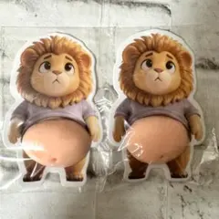 新品未使用☆動物ステッカー ライオンシール おなかぷにぷにシール 2枚セット