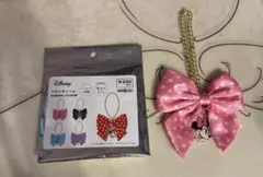 ディズニー　キャンドゥ　リボンチャーム　ピンク
