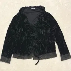 ベロアカーディガン 姫系 レース ボレロ リボン 光沢 Y2K 00s コケットのサムネイル