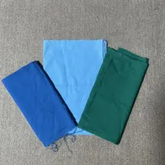 青・ライトブルー・緑・ダンガリーの生地4枚セット