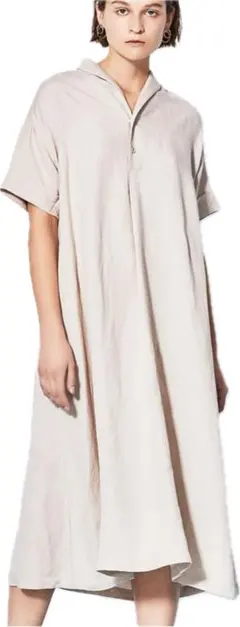 Samansa Mos2 rhythm リネンレーヨンワンピース ネイビー