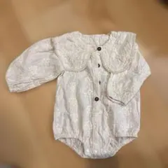 花柄ロンパース ホワイト 長袖