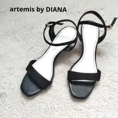 【artemis by DIANAブラックストラップサンダル オープントゥ日本製のサムネイル