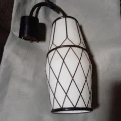 昭和レトロ　ペンダントライト　セルロイド巻き　　乳白ガラス　照明