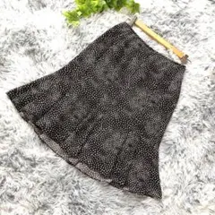 KL Lagerfeld【M】ブラック ドット スカート 膝丈 上品 通勤 春