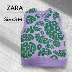 極美品✨ZARA/ザラ アブストラクトパターン ニットベスト S/M 春服