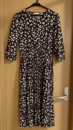 INDEX 花柄 七分袖 ロングワンピース