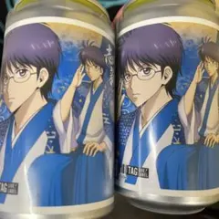 銀魂　吉原大炎上篇　ラベル缶　志村新八　ステッカー　シール　2枚セット