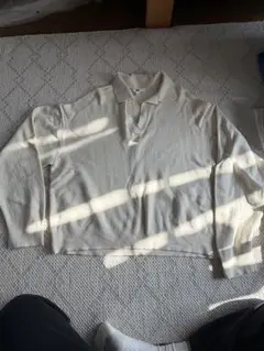 UNIQLO オフホワイト　スムースコットンリラックスポロセーター