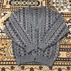 グレー チェック カーディガン