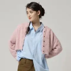 tina:jojun シャギー ニットカーディガン　ピンク