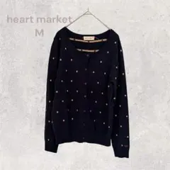 ハートマーケット　ニットカーディガン　ドット柄　カジュアル　羽織り　お花見に