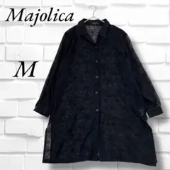 美品　マジョリカ　レースシャツ　黒　やゆったりタイプ　丈長め　透け感あり