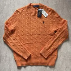 未使用品タグ付き ポロラルフローレン ケーブル ニット セーター XS オレンジ