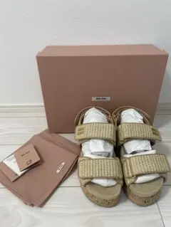 Miu Miu ミュウミュウ ラフィア スポーツサンダル スポサン シュー未 