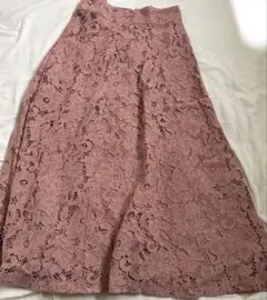 ザラ　ピンクベージュフレアロングスカート　レース　ザラ　スカート　ロングスカート
