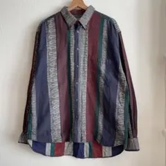 古着　メンズ　長袖　 柄シャツ　ストライプ