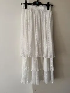 ドット柄ティアードロングスカート