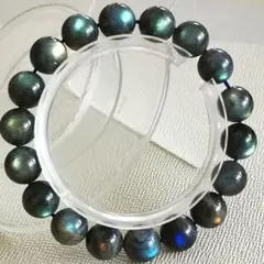 高品質■全体的両面シラー■天然石ラブラドライト約11.9㍉ブレスレット