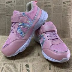 新品★子供・キッズ★18.0cm★軽量 マジックテープスニーカー 桃色34033