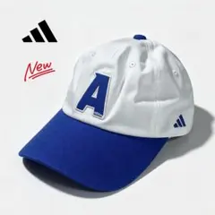【新品・タグ付】アディダス キャップ ホワイト×ブルー Aロゴ 吸汗速乾のサムネイル