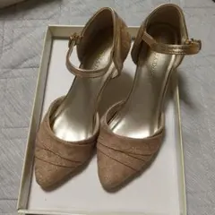 LIBERTYDOLL ゴールド ラメ レース アンクルストラップパンプス　Мのサムネイル