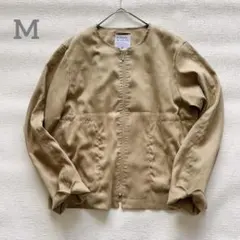 ヒューマンウーマン　ノーカラーフェイクスエードジャケット ベージュ　Mサイズ