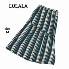 【美品】 LULALA ロングスカート フレアスカート ストライプ ゴムウエスト