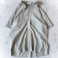 美品 ザリラクス メンズ46→ML 比翼 半袖 パーフェクトシャツ グレージュのサムネイル