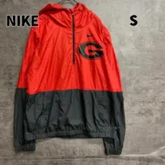 ナイキ ナイロンジャケット S プルオーバー ハーフジップ 赤黒【7777】