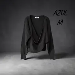 【AZUL BY MOUSSY】カシュクール Vネック リブニット M ブラック