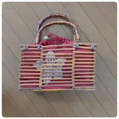 かごバッグ　竹工芸品　バンブー　浴衣用バッグ　和柄