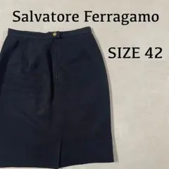 古着 Salvatore Ferragamo 膝丈スカート ツータック 黒のサムネイル